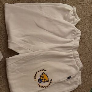 White Sweatpants with Embroidered Logo